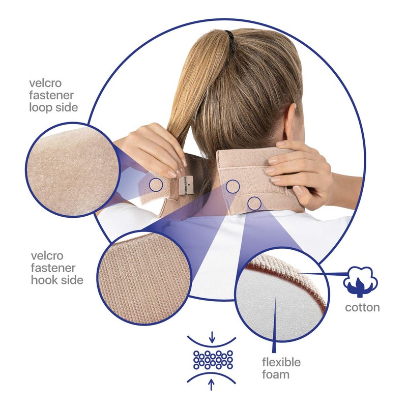 Toros-group Soft, 100% Cotton Neck Support Brace, Adjustable Cervical Collar,