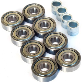 Switch Boards 8 x ABEC7 ball bearings + 4 x spacers bushings for inline skateboard longboard wheels