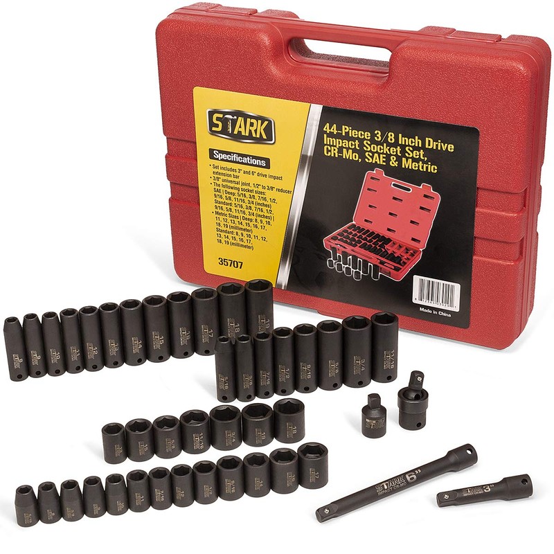 Stark Impact Socket Set 44PC 6-Point SAE & Metric Deep