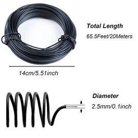 65.5 Feet Twist Ties for Climbing Plants Green Gear Ties Garden Plant Wire Outdoor & Indoor Plants Supporting Tree Tomatoes Vegetables Tape (Diameter - 2.5MM)