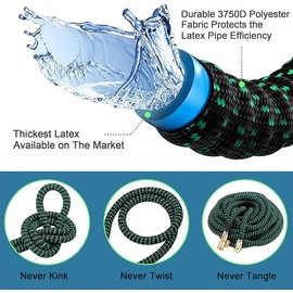 2024 New Expandable Garden Hose 100ft - 10 Function Spray Nozzle, Superior Strength Flexible Hose with 3/4 Brass Connectors - Leakproof Lightweight Water Hose for Gardening and More... - Length: 50 ft