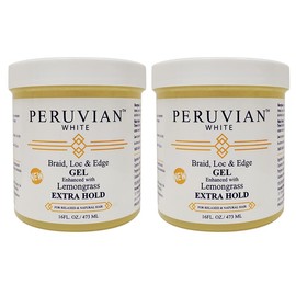 Peruvian white Braid, Loc, and Edge Gel EXTRA HOLD for Relaxed & Natural Hair, 16 oz. (Lemongrass) (Pack of 2)
