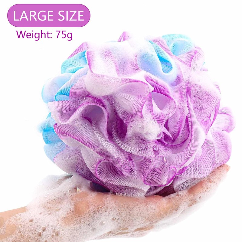 6 Pack 75g/Pc Large Loofahs Shower Sponge, Mesh Pouf Bath