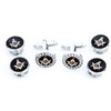 MRCUFF Freemason Masonic Mason Crystal Silver Tone Cufflinks and Studs