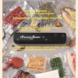 Vacuum Sealer Machine - Food Vacuum Sealer Machine with Build-in Cutter Automatic Air Sealing System LED Indicator for Food Storage Dry and Moist Food Modes with 10Pcs Seal Bags Kit