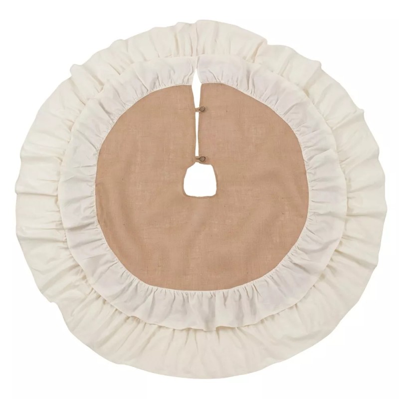 Saro Lifestyle Cotton and Jute Ruffled Tree Skirt Natural 72"