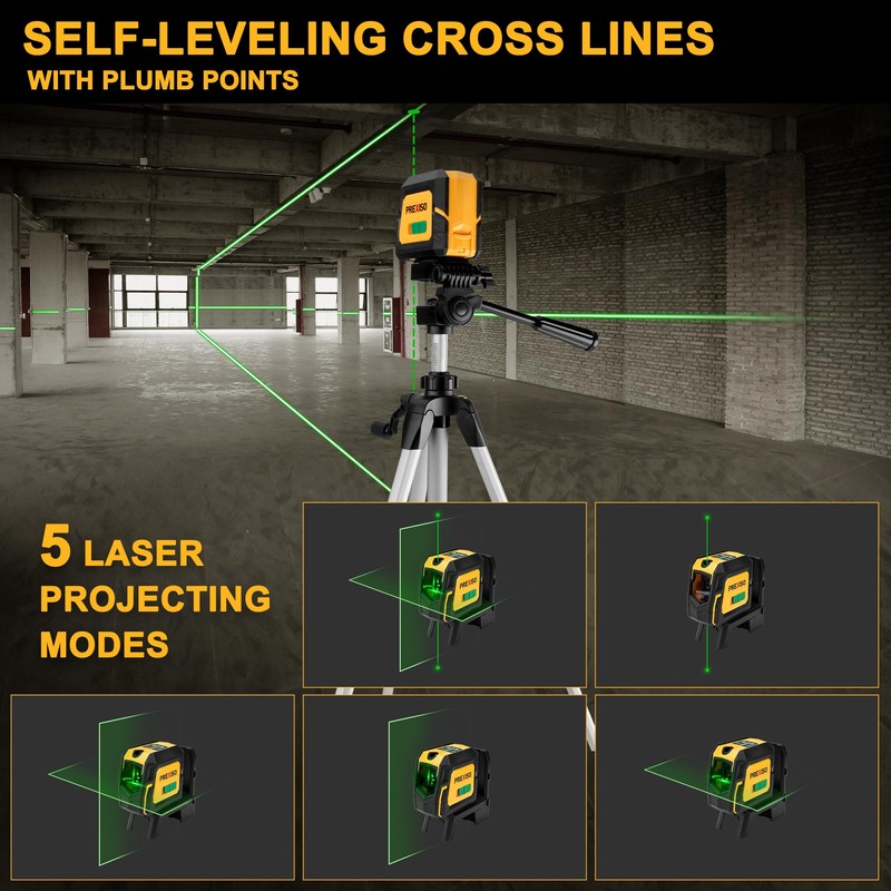 PREXISO Laser Level with Tripod & 2 Plumb Dots -