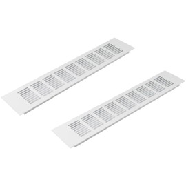 Vent Systems 16 x 3 Inch (Outer Dimensions) Air Supply Ventilation Grille - Pack of 2 - White Aluminum Rectangle Intake/Exhaust Door Vent Deflector - HVAC for Home Improvement Floor, Wall Duct Cover