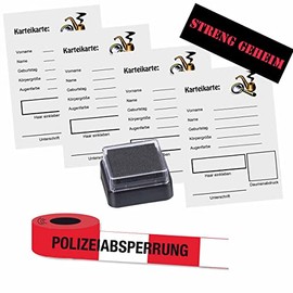 Police Kit with Index Cards, Police Barrier Tape, Fingerprint Stamp Pad, Strict Secret Sticker, Police Birthday Accessories