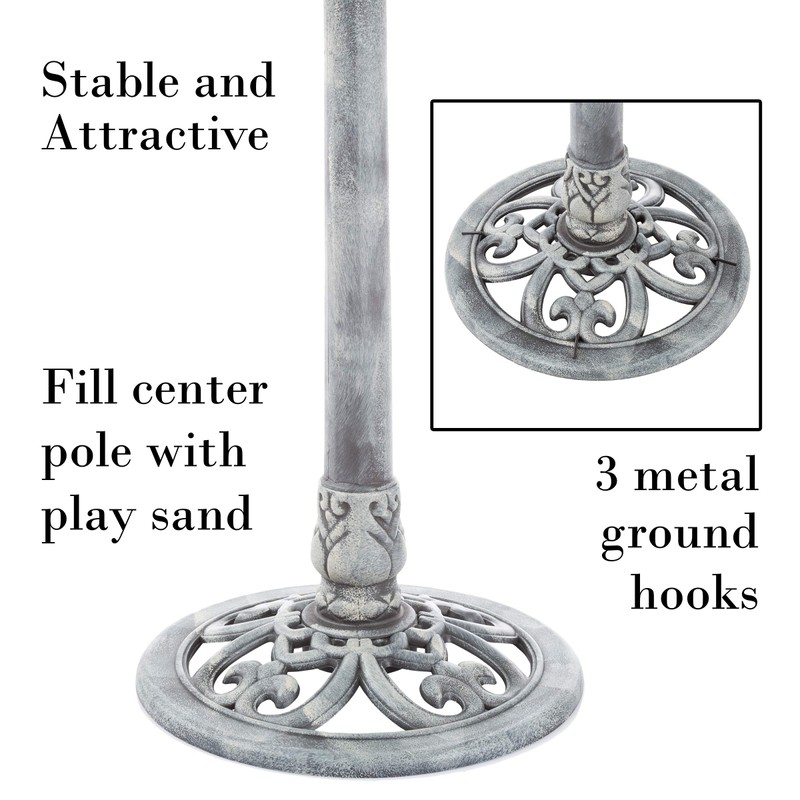 Pure Garden 50-LG1073 Grey Resin Bird Bath with Antique Design