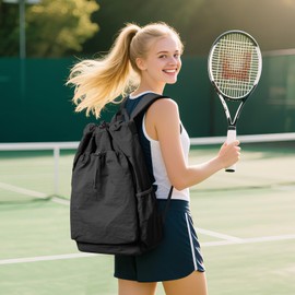 coofay Tennis Bags for Women Men Pickleball Bag Beach Tennis Racket Bag Drawstring Pickleball Tennis Backpack Badminton Bags