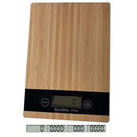 Bascula de Cocina Digital 5 Kg Bambu Rectangular