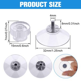 Flintronic Suction Cup with Thread and Knurled Nut, Pack of 6 PVC Suction Cups Diameter 32 mm, Transparent Suction Cups No Drilling, Suction Cup Hook Extra Strong for Windows, Car, Decoration, Hanging