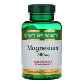 Nature's Bounty Magnesio Magnesium Oxido 500mg Huesos y Musculo 200 Tabletas Apoyo A La Salud Ósea Y El Mantenimiento De La Mineralización Ósea