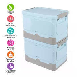 WEHOGAR Caja De Almacenamiento Plegable Para El Hogar Con Tapa 2 Pcs