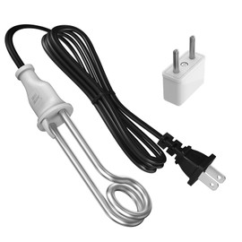Immersion Water Heater 300W 120/240V Electric Portable Water Heater Element Dual Voltage Traveling/Camping Accessories for Coffee/Tea/Soup