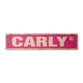 Carly Vintage Plastic Street Sign Childrens Name Room Sign | Indoor/Outdoor | 18" Wide