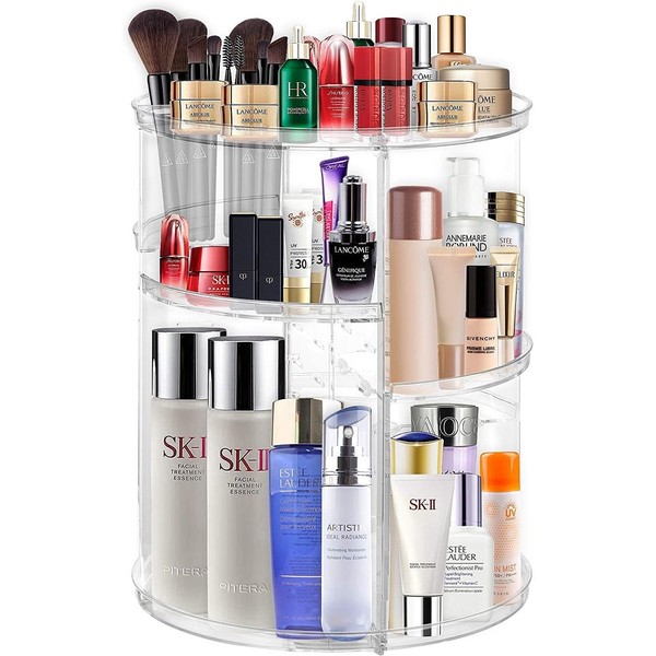 BSTMOME 360 Degree Rotating Makeup Organiser, DIY Adjustable Bathroom Makeup Carousel Rotating Holder, 7 Layers Cosmetic Storage Box, Makeup Rack, Countertop for Makeup Brushes,
