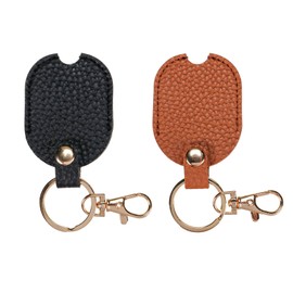 KRISMYA 2-Pack Leather Car Key Sleeve with Keychain Key Cover Broken Car Key Loop Replacement, Black and Brown, for Men and Women