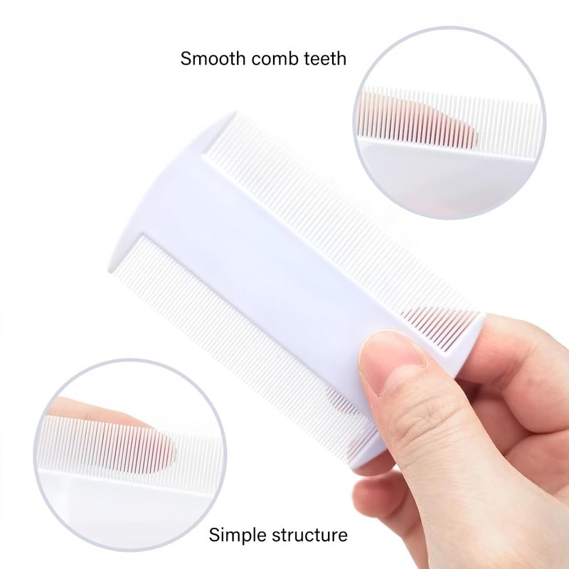 WUSJCOF 5pcs White Lice Comb, Durable Comb with Double-Sided Teeth,