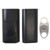 INGQI Black Cigar Case Travel 3- Finger Leather Cigar Case