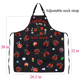 FUSTMW Ladybug Aprons for Women with Pockets Ladybug Lover Gift Ladybug is My Spirit Animal Good Luck Ladybug Kitchen Apron (Ladybug Apron)