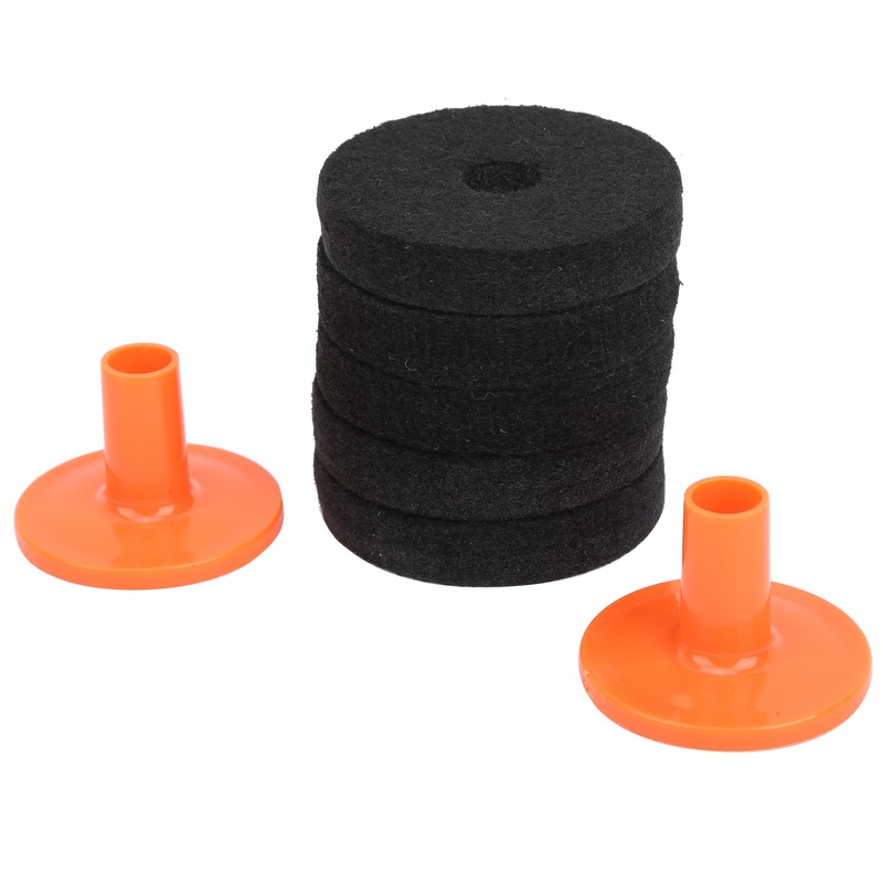 7Pcs Drum Felt Pad Kit Black Orange Red Wear Resistant