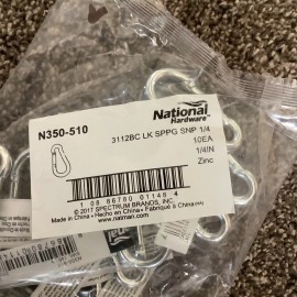 National Hardware Interlocking Spring Snap Zinc Plated 1/4" x 2" N350-510 (Qty10