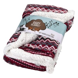 Ultra Soft Sherpa Fleece Cozy Plush Baby Blanket for Kids, Reversible with Aztec Prints, Washable, Wide Size, Baby Shower Present