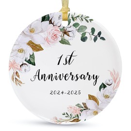 First Christmas Married Ornament 2025,Wedding Gifts for Couple,1 Year Wedding Anniversary Party Decorations,Happy 1st Year Paper for Her,Newlywed Just Married Mr and Mrs