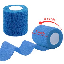 BQTQ 8 Rolls Cohesive Bandage 2 Inch Self Adherent Sport Wrap Tape Stretch Bandage Wrap Athletic Tape for Human and Animals Ankle Sprains Swelling, Blue