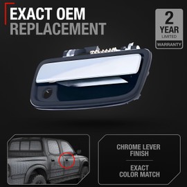 TRUBUILT1 AUTOMOTIVE Exterior Door Handle, Front Right Passenger Side- Compatible with 1995-2004 Toyota Tacoma, 04-12 Toyota Hilux - Mordern Chrome Lever, Plastic - OEM 69210-35030, 769MX