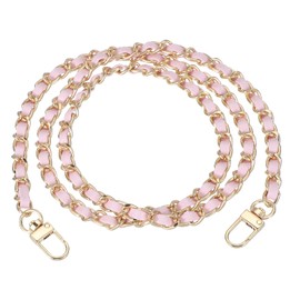 MECCANIXITY Purse Chain Strap, 39 Inch PU Leather Purse Handle Strap Replacement DIY Chain Strap with Zinc Alloy Buckle for Crossbody Bag Shoulder Bag, Pink