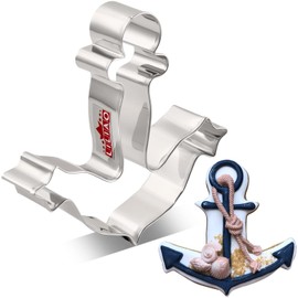 LILIAO Nautical Anchor Cookie Cutter,4.6", Biscuit Bread Sandwich Cutters, Stainless Steel