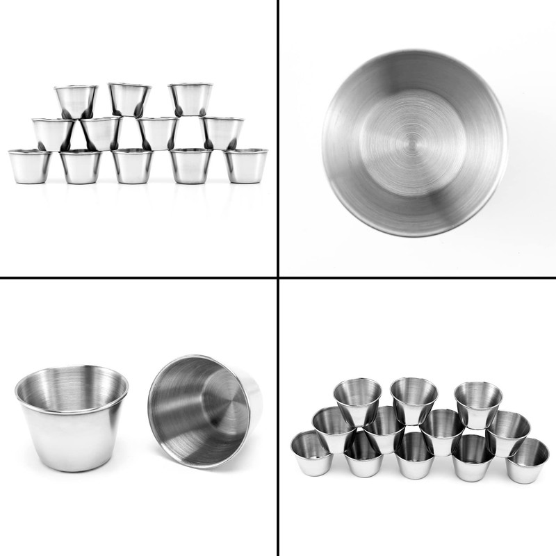 RUANI Pack of 12 - Premium Brushed Stainless Steel Condiment