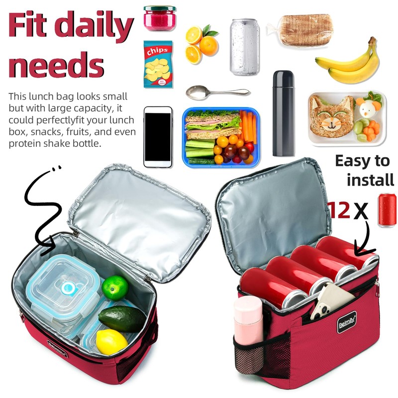 BEIMILY Lunch Box for Men/Women,Small Insulated Lunch Bag,Reusable LunchBox for