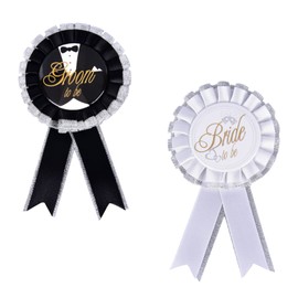 2 Pieces Tinplate Badge Bride to Be and Groom to Be Pins Wedding Buttons for Valentine's Day Prom Party Props Bachelorette Party Engagement Celebration Wedding Decorations