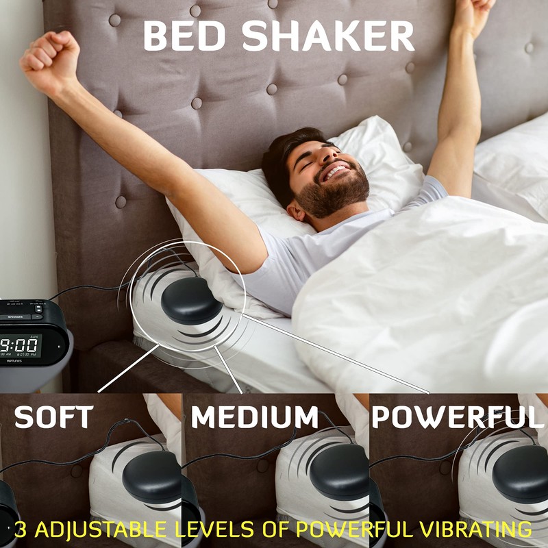 Riptunes Loud Alarm Clock with Bed Shaker for Heavy Sleepers