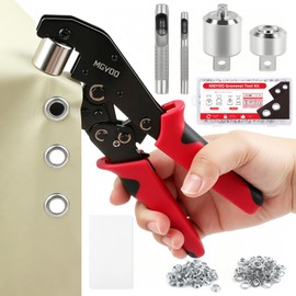 MGYOO 3/8” 1/4” Grommet Tool Kit for Fabric Tarp Leather with 500 Pairs Eyelets and Grommets-3/8” Heavy Duty Eyelet Tool with 1/4” Die, 500pairs Silver Metal Grommets, 6mm 11mm Hole Punch, Gasket