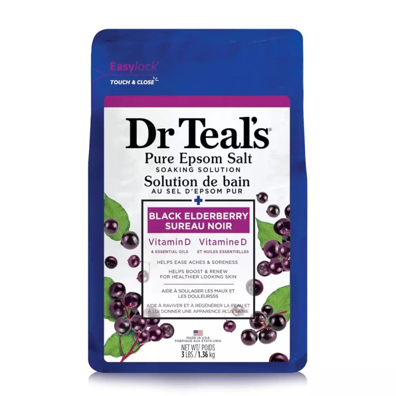 Dr. Teal's 닥터틸즈 퓨어 엡솜 마그네슘 솔트 블랙엘더베리 비타민D Dr.