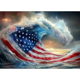 1000pcs American Flag Wave Paper Puzzle - Large Puzzle Toy Adult Game Gift - Family Interactive Game Puzzle DIY Home Decoration Brain Challenge Gift