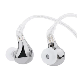 Linsoul BLON BL03 II in Ear Monitor, 10mm Dual-Chamber Dynamic Driver IEM, Wired HiFi Earbuds with Detachable 2Pin Cable for Musician Audiophile (4.4mm Without Mic, Silver)