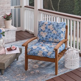 Arden Plush Modern Tufted Polyfill Deep Seat Cushion Set, 24 x 24, Arden x Alexandra Kay Collection, Water Repellent, Fade Resistant, Backroad Blossom Blue