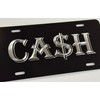 Cash $ Money Car Tag Engraved Gloss Black Silver Etched