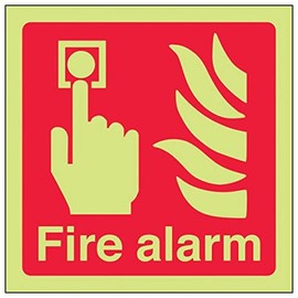 Vsafety 13011AF-G'Fire Alarm Logo' Sign, Square, 100 mm x 100 mm (Pack of 3)