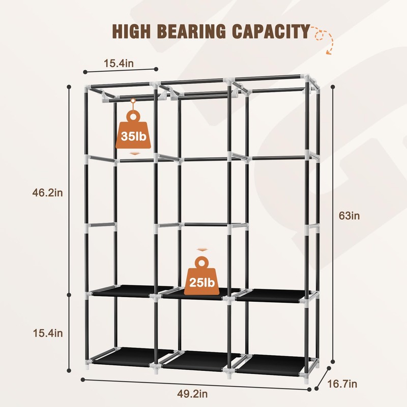 Neatrays Wardrobe Closet，Portable Closets for Hanging Clothes,Free Standing Clothes Rack