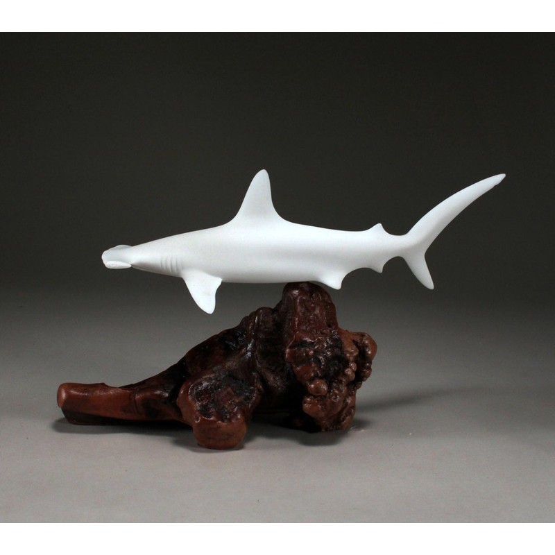 HAMMERHEAD SHARK Sculpture by JOHN PERRY 12in long on polished