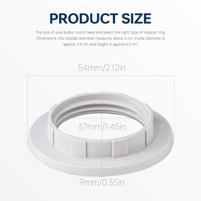 Acmerota Pack of 15 E27 Screw Collar Ring, Lampshade Reducing