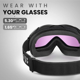 OutdoorMaster OTG Ski Goggles - Over Glasses Ski/Snowboard Goggles for Men, Women & Youth - 100% UV Protection (Black Frame + VLT 32% Green Lens)