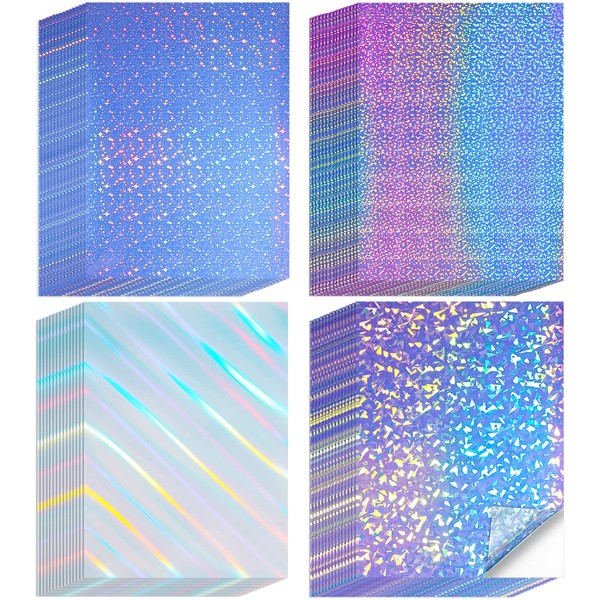 60 Sheets Printable Holographic Laminate Sheets Vinyl Sticker Paper Printable